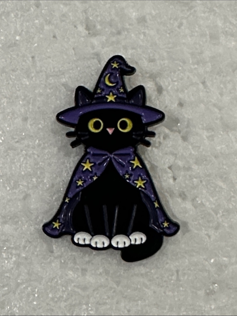 Black Cat Witch Enamel Pin - Purple Star Cloak